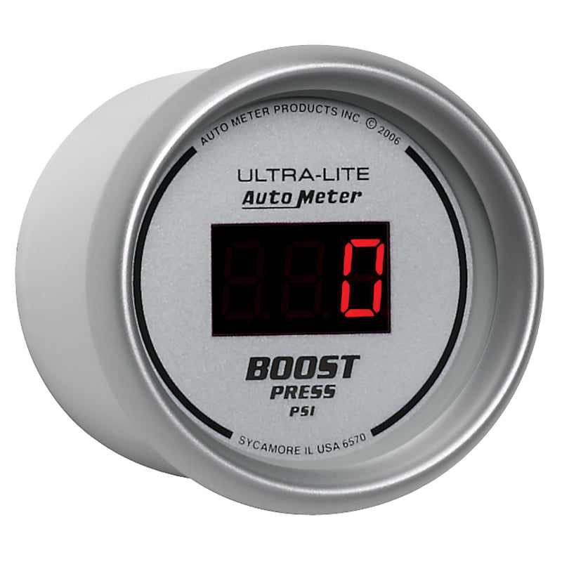 Autometer Ultra-Lite 2-1/16in 5-60 PSI Digital Boost Pressure Gauge - Silver Gauges AutoMeter