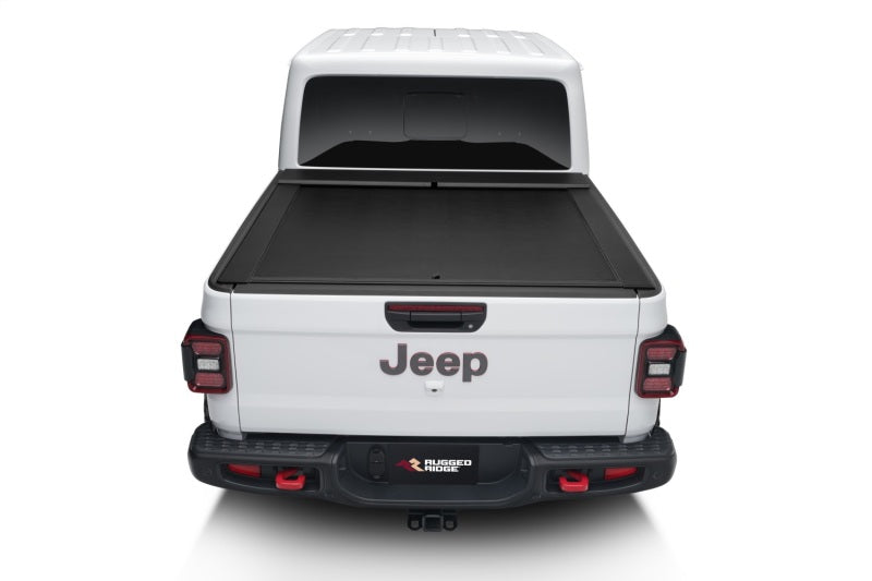 Rugged Ridge Armis Retractable Locking Bed Cover w/o Trail Rails 20-21 Jeep Gladiator JT Tonneau Covers - Hard Fold Rugged Ridge