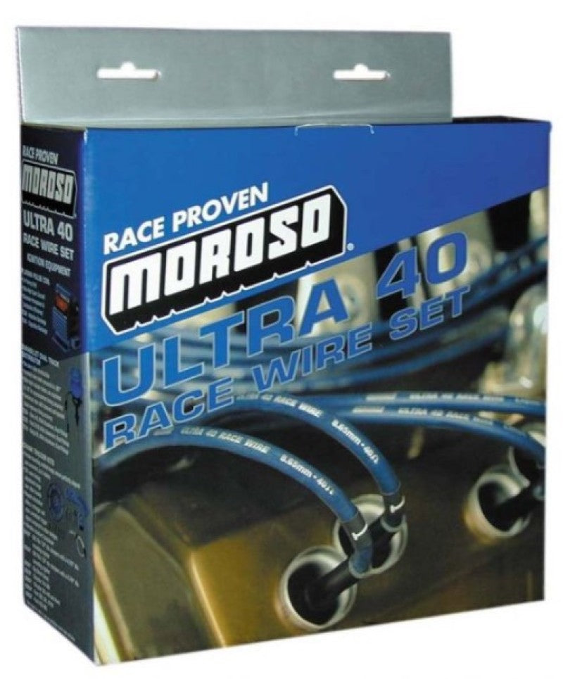 Moroso Chevrolet Small Block Ignition Wire Set - Ultra 40 - Unsleeved - Non-HEI - Under Header - Blk Spark Plug Wire Sets Moroso