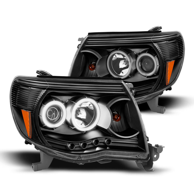 Raxiom 05-09 Tacoma Super White LED Halo Projector Headlights- Black Housing (Clear Lens) Headlights Raxiom