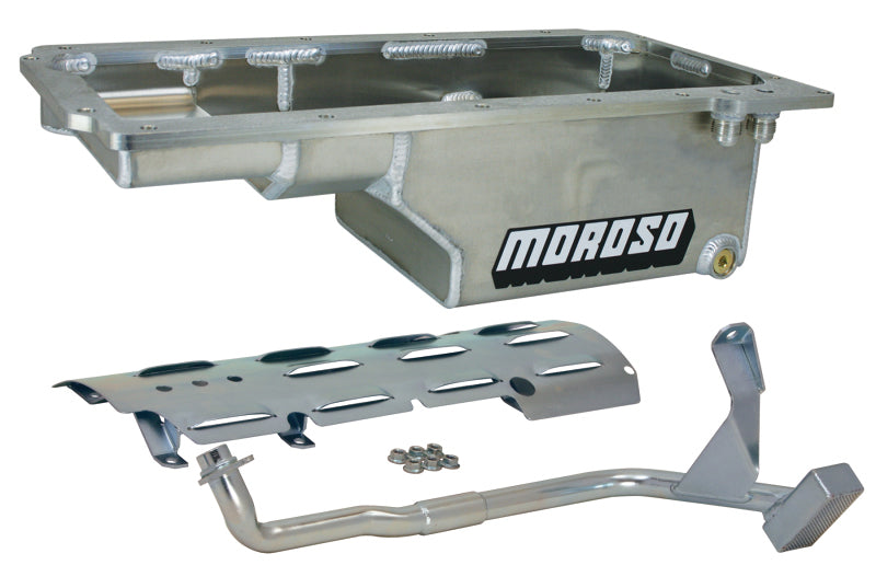 Moroso GM LS/93-02 F-Body (w/-10An Fitting) Deep Drag Race Baffled Wet Sump 6qt 9in Aluminum Oil Pan Oil Pans Moroso