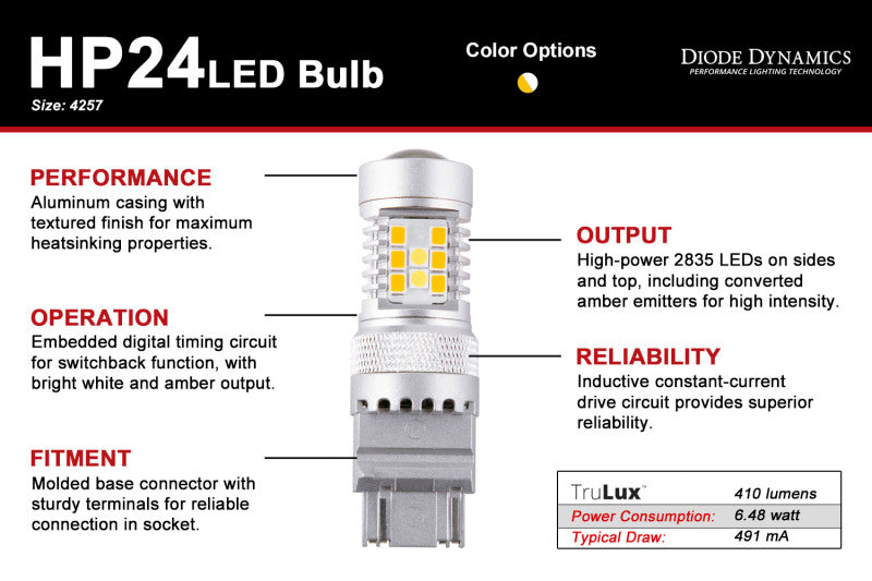 Diode Dynamics 4257 HP24 LED Bulb - Cool - White Switchback (Single) Bulbs Diode Dynamics