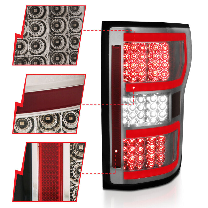 ANZO 18-19 Ford F-150 LED Taillights Smoke Tail Lights ANZO