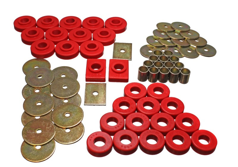 Energy Suspension 55-57 Chevy Full Size (Belair/Caprice/Impala) Red Body Mount Set Bushing Kits Energy Suspension