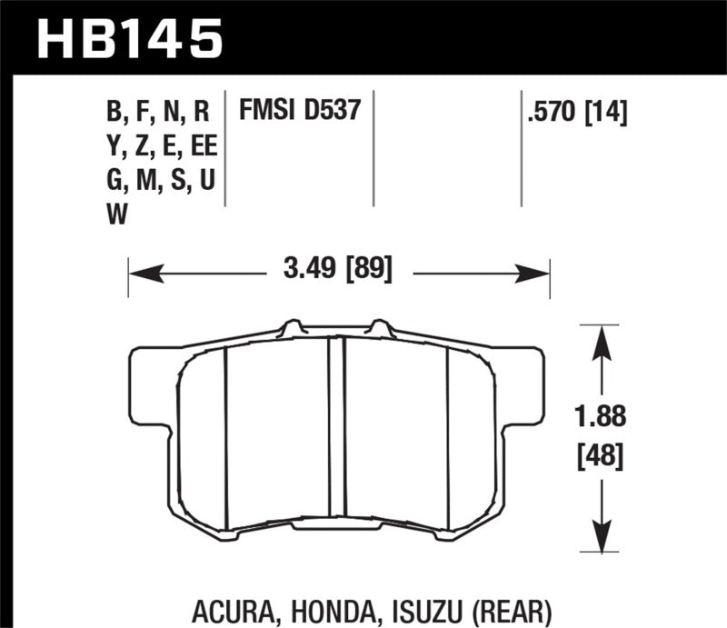 Hawk 06+ Civic Si / 97-01 Integra Type-R / 03-06 RSX / 04-08 TSX / 03-07 Honda Accord / 97-01 Prelud Brake Pads - Racing Hawk Performance