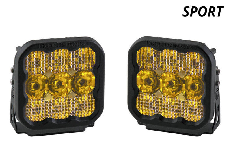 Diode Dynamics SS5 LED Pod Sport - Yellow Flood (Pair) Light Accessories and Wiring Diode Dynamics