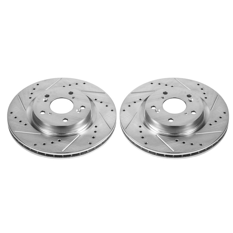 Power Stop 12-16 Honda CR-V Front Evolution Drilled & Slotted Rotors - Pair Brake Rotors - Slot & Drilled PowerStop