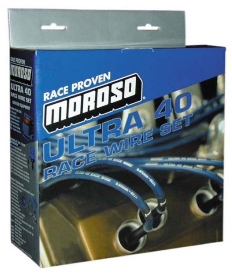 Moroso GM LS Ignition Wire Set - Ultra 40 - Sleeved - 9.75in - Blue Spark Plug Wire Sets Moroso