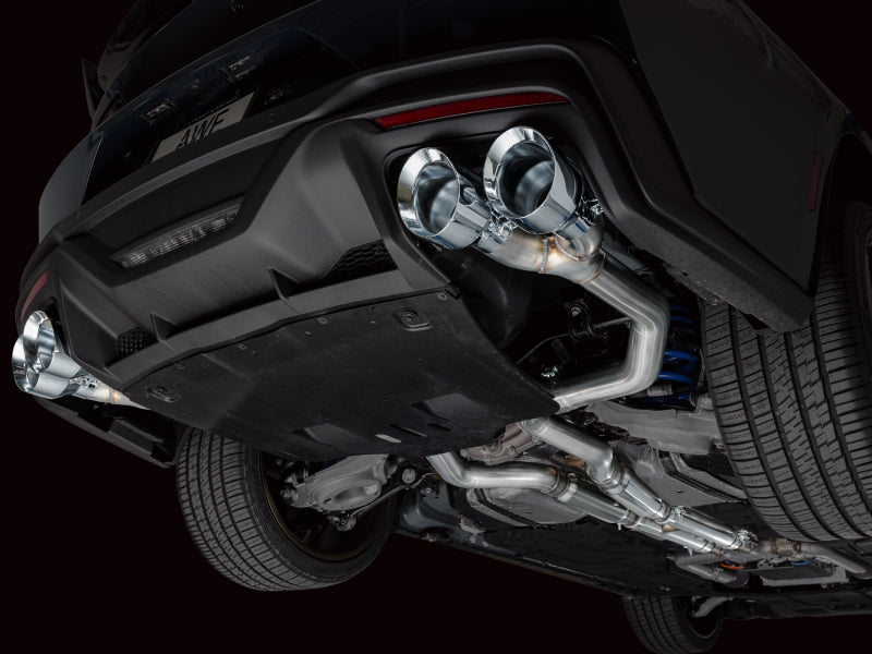 AWE 2024 Ford Mustang Dark Horse S650 RWD Track Edition Cat-Back Exhaust w/ Quad Chrome Silver Tips Catback AWE Tuning