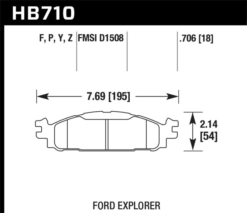 Hawk Ford/Lincoln 11-13 Explorer/09-13 Flex/10-13 Taurus/MKS/MKT Performance Ceramic Brake Pad Brake Pads - Performance Hawk Performance