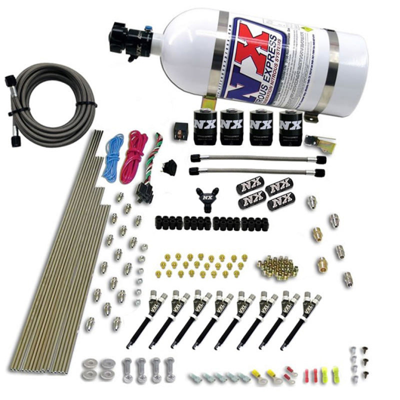 Nitrous Express 8 Cyl VXL Direct Port 4 Solenoids Nitrous Kit (200-500HP) w/10lb Bottle Nitrous Systems Nitrous Express