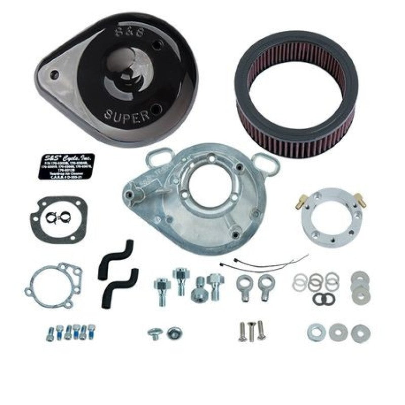 S&S Cycle 01-17 Stock EFI BT Models Teardrop Air Cleaner Kit - Gloss Black Air Intake Components S&S Cycle