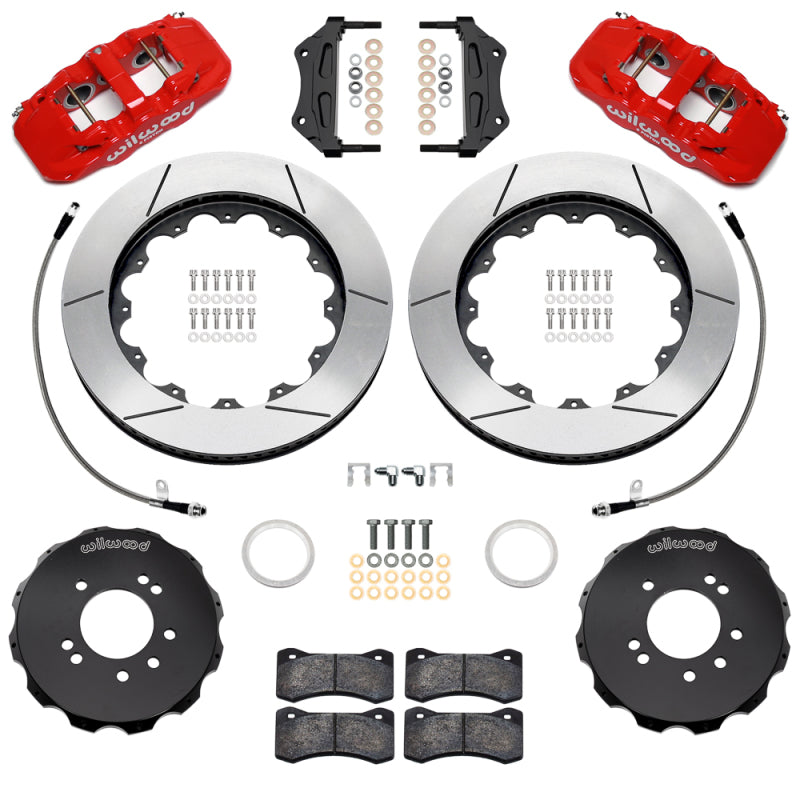 Wilwood 99-02 Nissan Skyline Aerolite 6R Front BBK w/ 14.00in Slotted Rotors & Flexlines - Red Big Brake Kits Wilwood