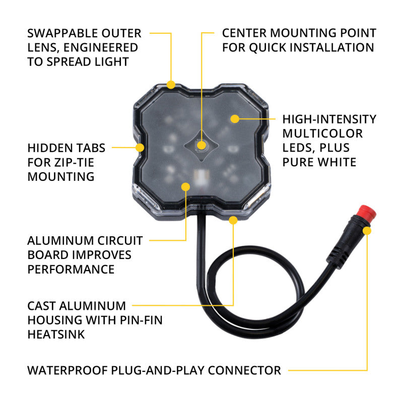 Diode Dynamics Stage Series SXS Rock Light Installer Kit RGBW M8 (4-pack) Light Accessories and Wiring Diode Dynamics