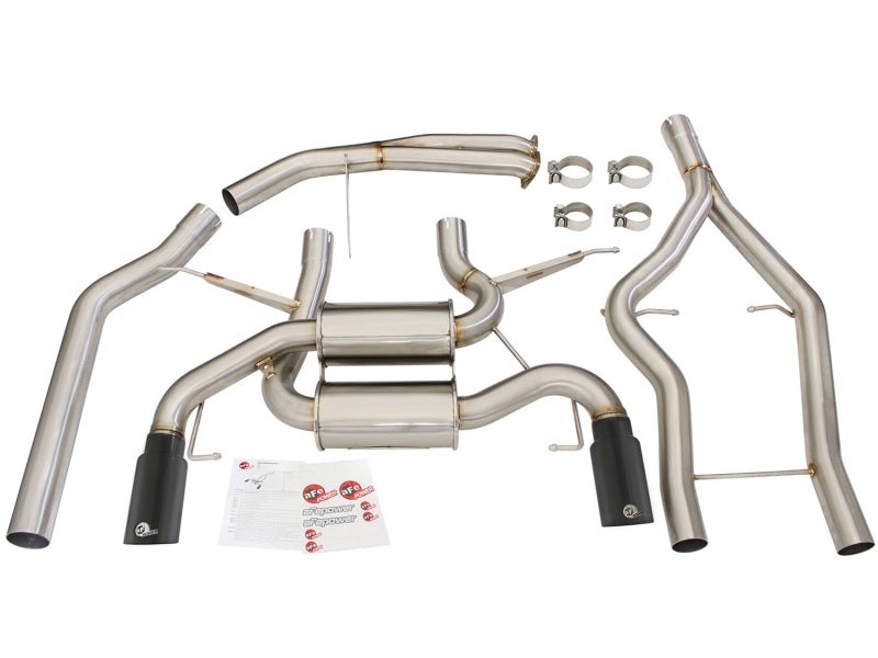 aFe MACHForce XP SS-304 Black Tip 3.0in-2.5in Dia Cat Back Exhaust 11-13 BMW 335i (E90/E92) 3.0L Catback aFe