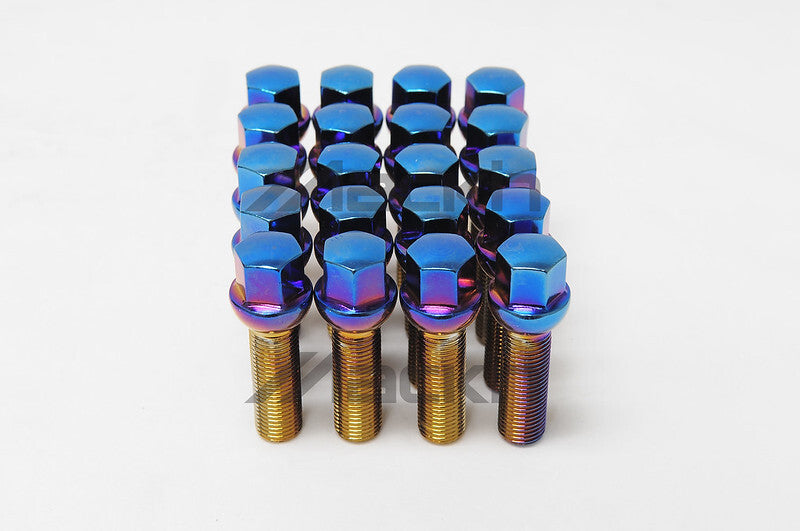 Wheel Mate Mevius 17 Hex 14x1.25 40mm Cone 60 Deg Tap Blue Neon Lug Bolt - Set of 20 Lug Nuts Wheel Mate