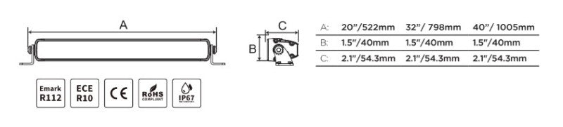 Go Rhino Xplor Blackout Combo Series Sgl Row LED Light Bar w/Amber (Side/Track Mount) 20.5in. - Blk Light Bars & Cubes Go Rhino