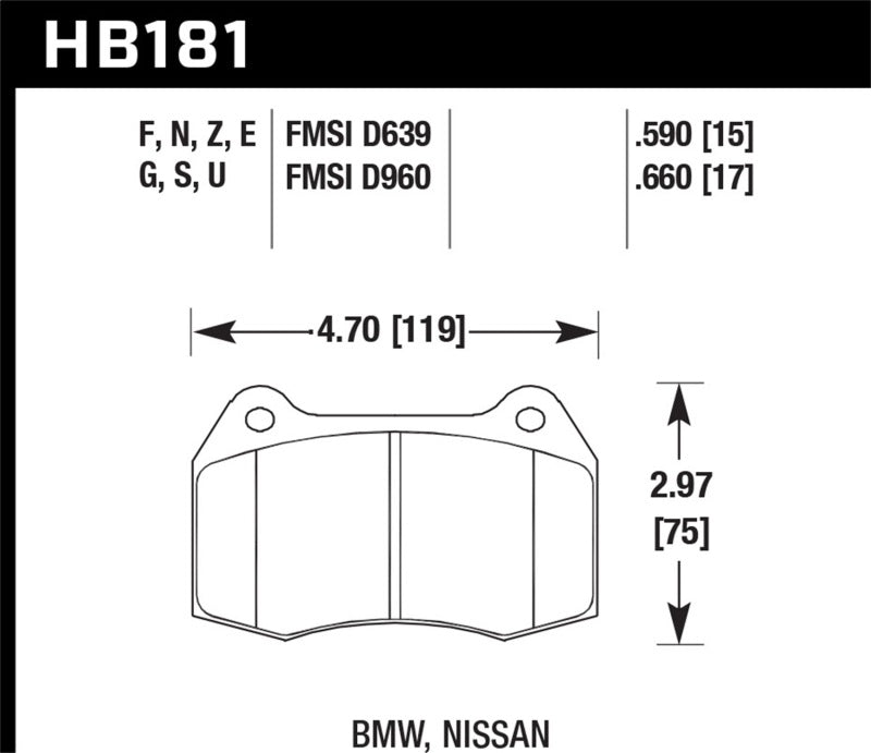 Hawk 94-97 BMW 840CI/850CI HPS Front Street Brake Pads Brake Pads - Performance Hawk Performance