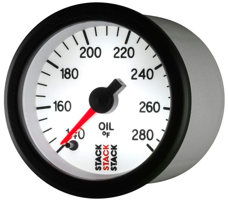Autometer Stack 52mm 140-280 Deg F 1/8in NPTF Male Pro Stepper Motor Oil Temp Gauge - White Gauges AutoMeter