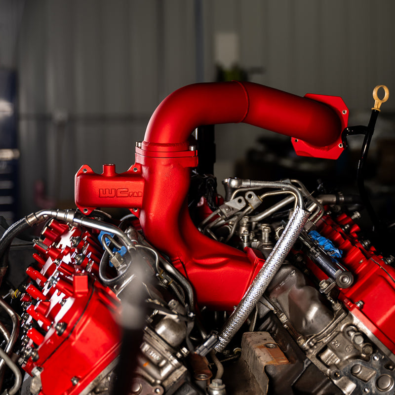 Wehrli 11-16 Chevrolet 6.6L LML Duramax High Flow Y-Bridge Kit - Chevy Orange Intake Elbows Wehrli