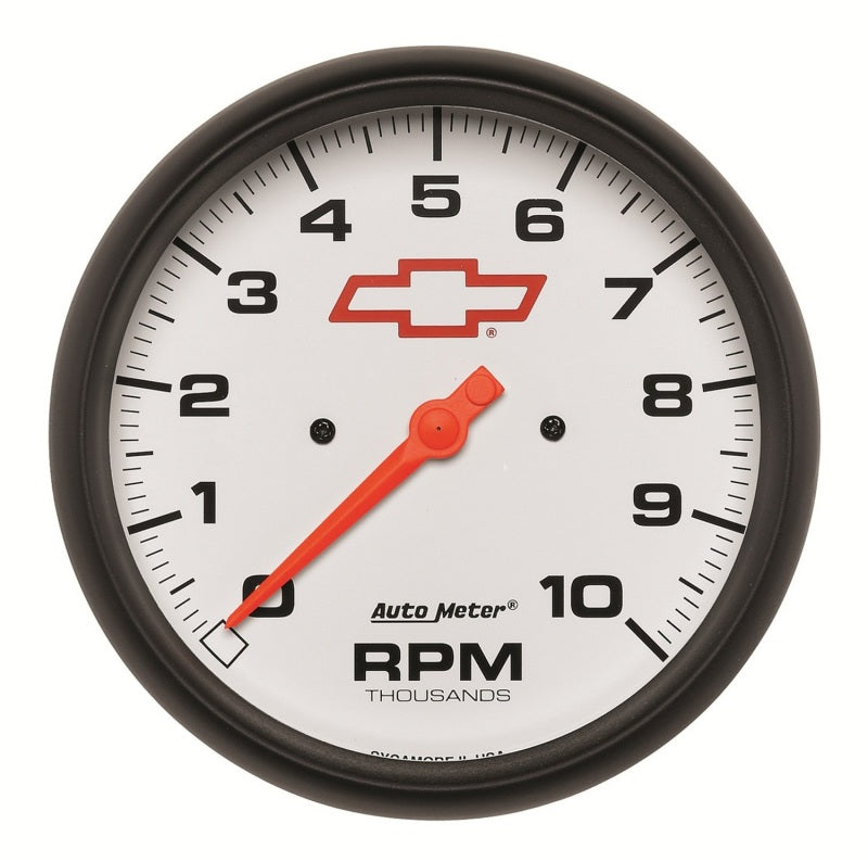 Autometer GM Bowtie White 5in 10000 RPM In-Dash Electronic Tachometer Gauges AutoMeter