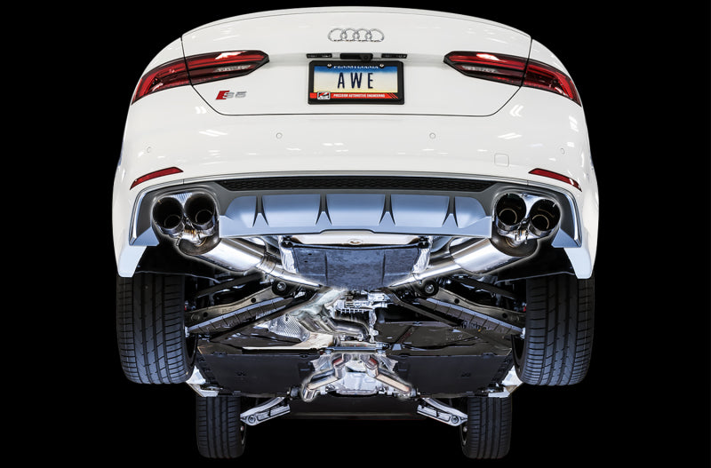 AWE Tuning Audi B9 S5 Sportback Touring Edition Exhaust - Non-Resonated (Black 102mm Tips) Catback AWE Tuning