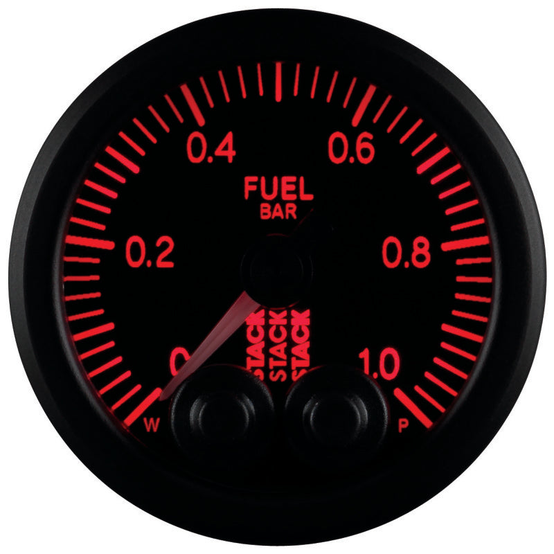 Autometer Stack 52mm 0-1 Bar M10 Male Pro-Control Fuel Pressure Gauge - Black Gauges AutoMeter
