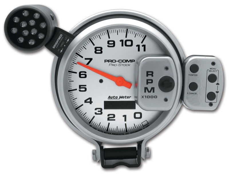 AutoMeter Gauge Tach 5in. 11K RPM Pro-Stock Pedestal W/ Super Lite & Peak Mem Ul Gauges AutoMeter