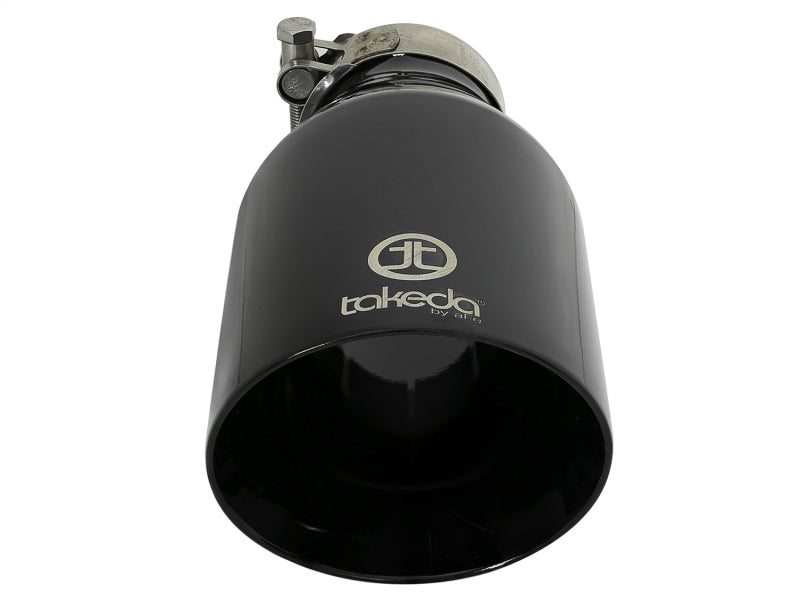 aFe Takeda 409 SS Clamp-On Exhaust Tip 2.5in. Inlet / 4.5in. Outlet / 9in. L - Black Tips aFe