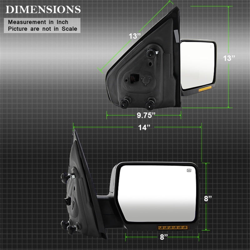 xTune Ford F150 04-06 Power Heated Amber LED Signal OE Mirror Right MIR-03348AEBH-P-R Side Mirrors SPYDER