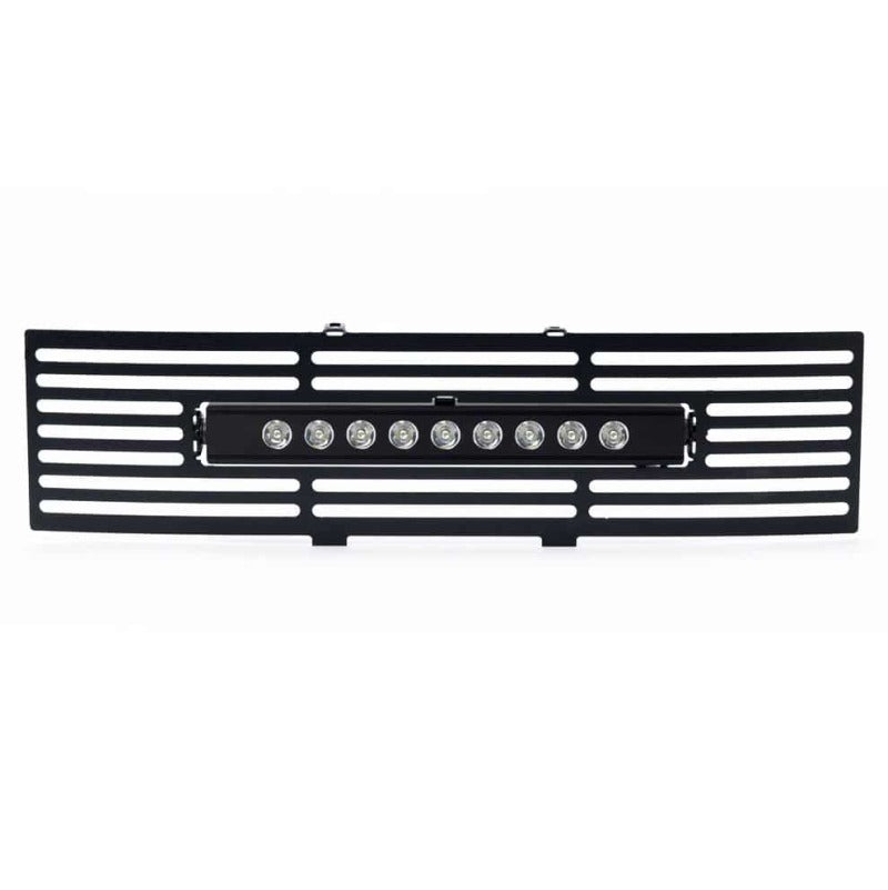 Putco 11-14 Ford F-150 - EcoBoost Bumper Grille Inserts - Black SS Bar and 10in Luminix Light Bar Grilles Putco