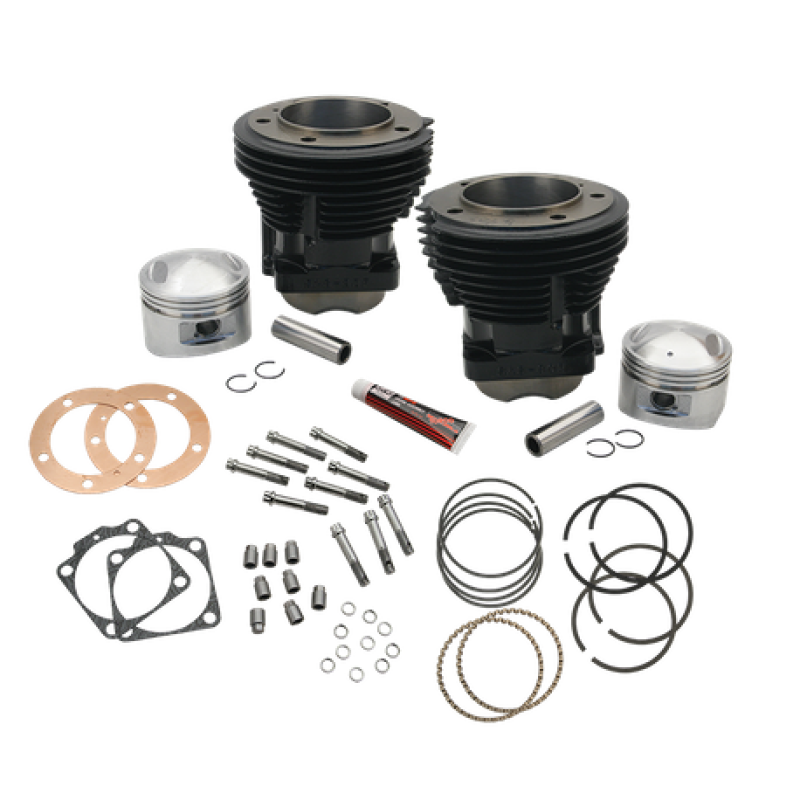 S&S Cycle 66-84 BT 93in Standard Compression 3-5/8in Big Bore Cylinder & Piston Kit - Gloss Black Piston Sets - Powersports S&S Cycle