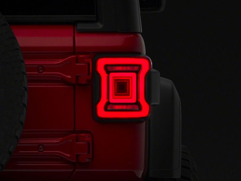 Raxiom 18-23 Jeep Wrangler JL Horizon LED Tail Lights- BlkHousing- Red Lens Tail Lights Raxiom