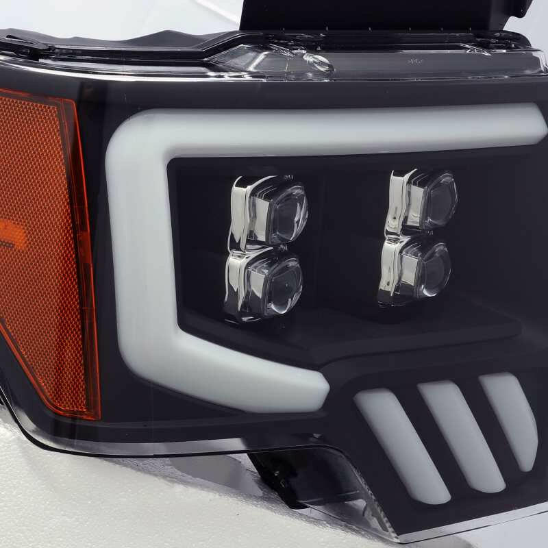 AlphaRex 09-14 Ford F-150 NOVA LED Proj Headlights Plank Style Matte Black w/Activ Light/Seq Signal Headlights AlphaRex