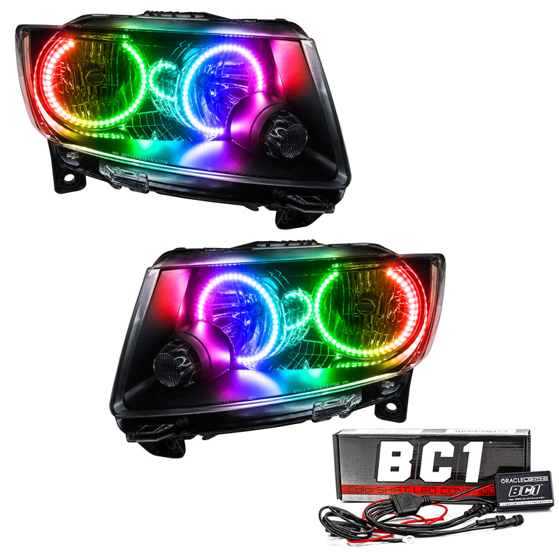 Oracle 11-13 Jeep Grand Cherokee SMD HL (Non-HID)-Chrome - ColorSHIFT w/ BC1 Controller Headlights ORACLE Lighting