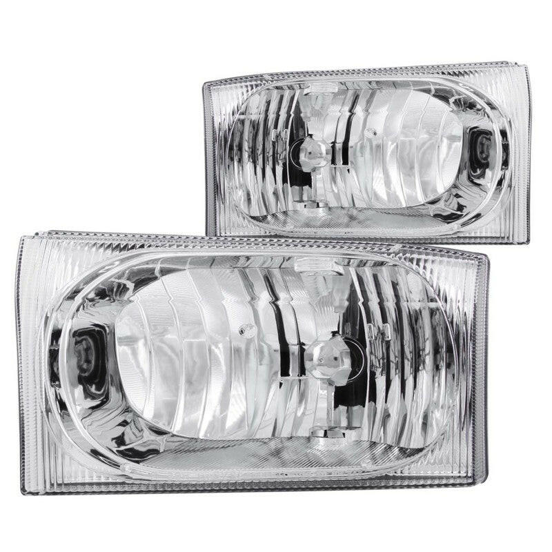 ANZO 2000-2004 Ford Excursion Crystal Headlights Chrome 2pc Headlights ANZO