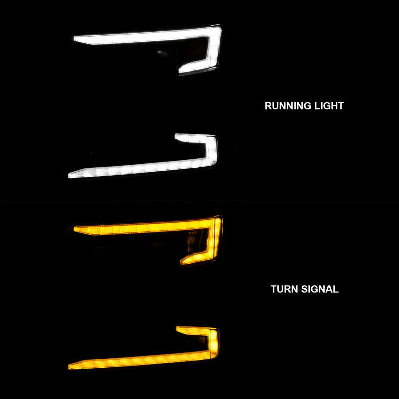 ANZO 19-22 Chevrolet Silverado 1500 LED Proj HL w/Lgt Bar SwBk Seq. Blk w/In. Light - Driver Side ON Headlights ANZO
