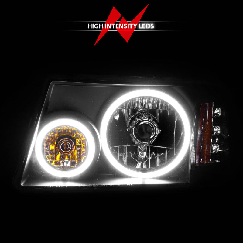 ANZO 2001-2011 Ford Ranger Projector Headlights w/ Halo Black (CCFL) 1 pc Headlights ANZO
