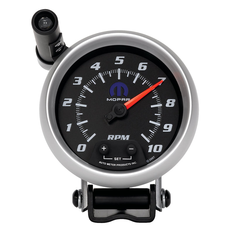 AutoMeter Gauge Tach 3-3/4in. 10K RPM Pedestal W/ Ext. Quick-Lite Black Mopar Gauges AutoMeter