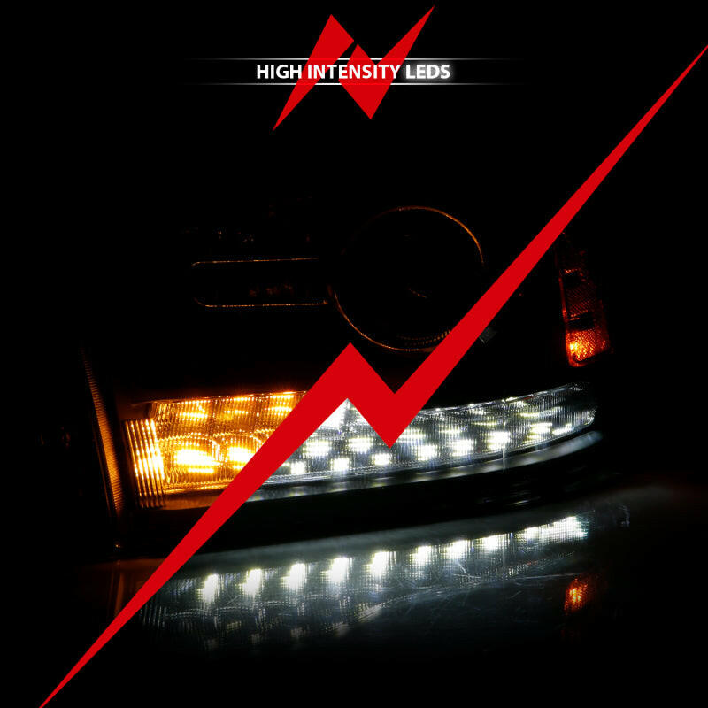 ANZO 2009-2018 Dodge Ram 1500 Projector Headlights Plank Style Halo w/Switchback Matte Black Headlights ANZO