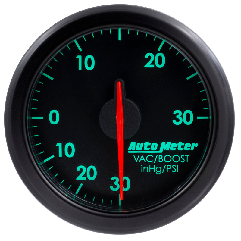 Autometer Airdrive 2-1/6in Boost/Vac Gauge 30in HG/30 PSI - Black Gauges AutoMeter