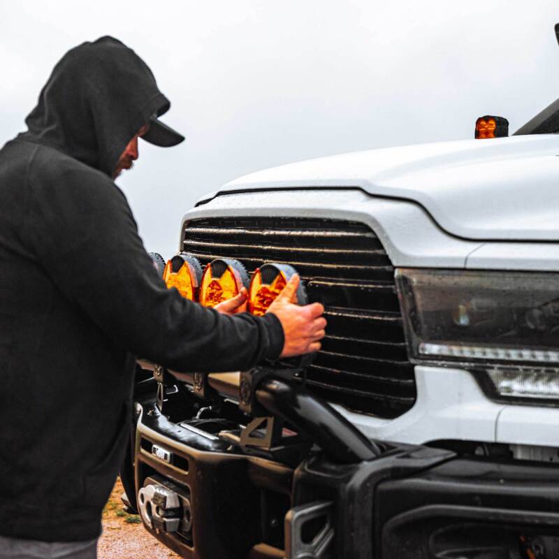 KC HiLiTES SlimLite 8in. LED Light Shield (Shield Only) - Amber Light Covers and Guards KC HiLiTES