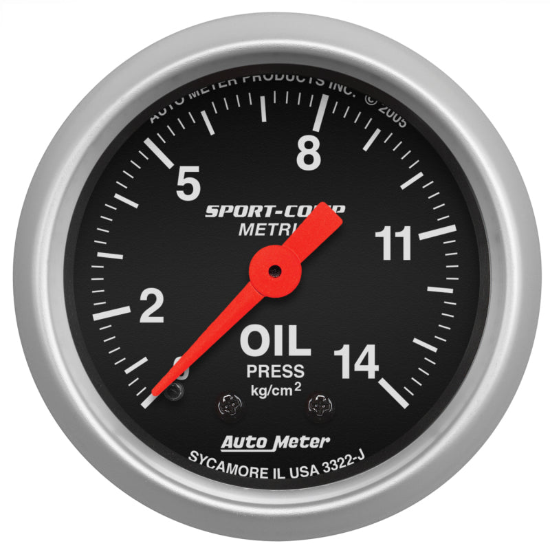 Autometer Sport Comp 52.4 mm Mechanical 0-14 Kg/ Cm2 Oil Pressure Metric Gauge Gauges AutoMeter