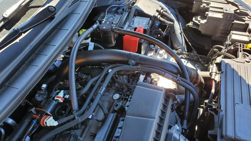 J&L 23-25 Ford Ecoboost 2.0 Oil Separator PCV Side - Black Anodized Oil Separators J&L