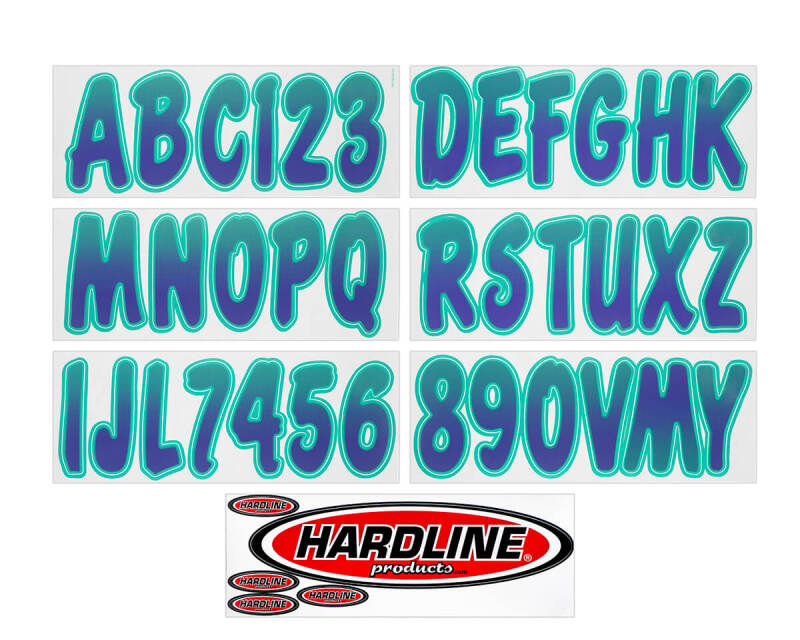 Hardline Boat Lettering Registration Kit 3 in. - 200 Purple/Teal Stickers/Decals/Banners Hardline