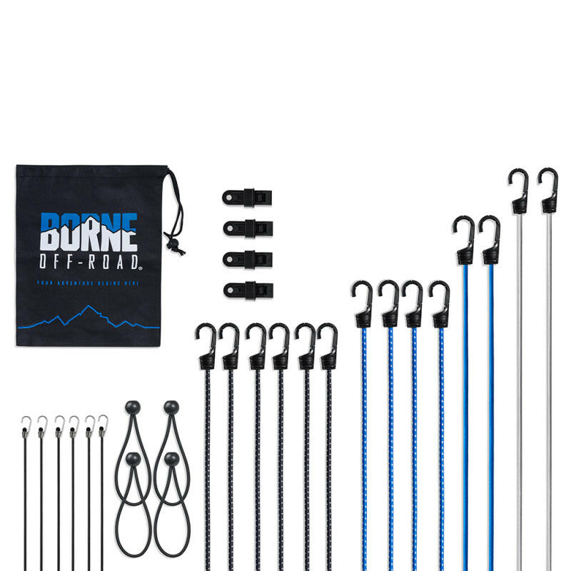 Borne Off-Road 28 Piece Bungee Cord Set Tow Straps Borne Off-Road