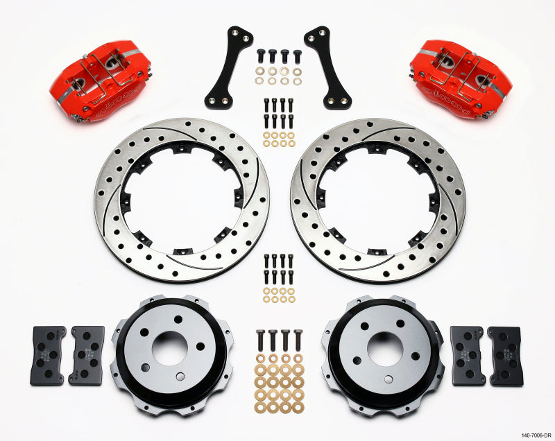 Wilwood Dynapro Rear Kit 12.19in Drilled Red Subaru Impreza WRX Big Brake Kits Wilwood