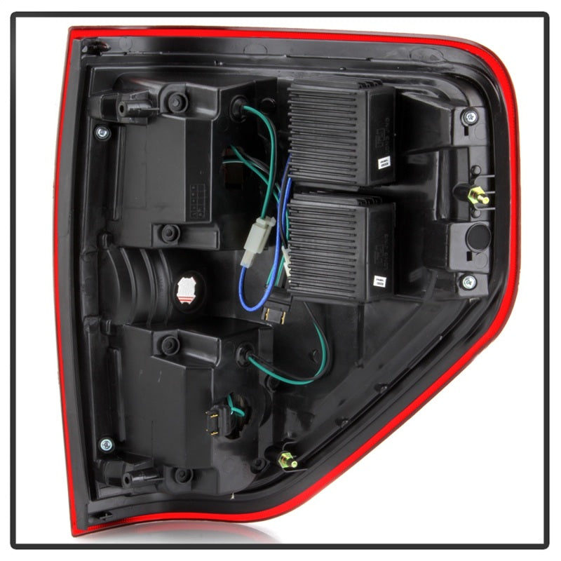 xTune 09-14 Ford F-150 Light Bar LED Tail Lights - Red Clear (ALT-JH-FF15009-LBLED-RC) Tail Lights SPYDER