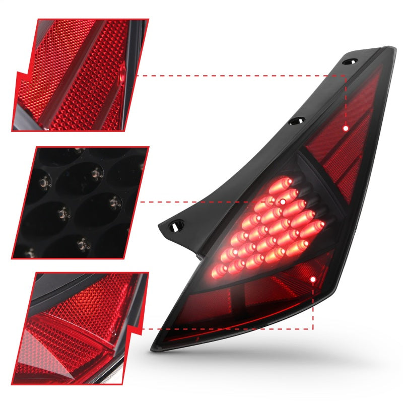ANZO 2003-2005 Nissan 350Z LED Taillights Smoke Tail Lights ANZO