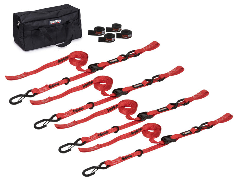 SpeedStrap 1In Motorcycle Tie-Down Kit - Red Cargo Tie-Downs SpeedStrap